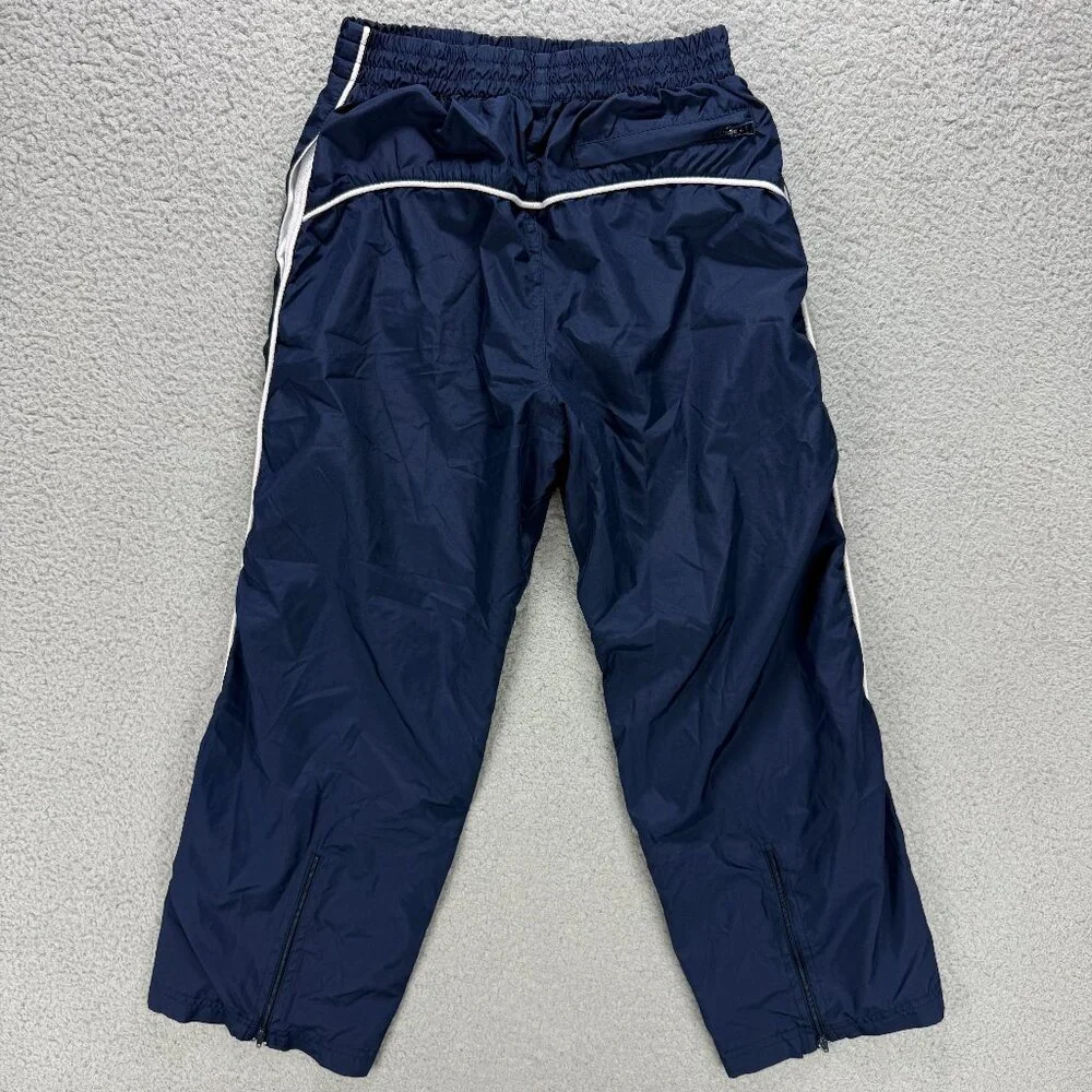 Reebok Track Pants Kids Small S Navy Blue Striped Windbreaker Youth Vintage Y2K